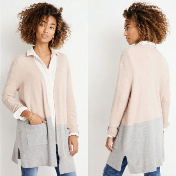 MADEWELL  Kent Color block Cardigan Sweater in Coziest Yarn - Picture 1 of 9